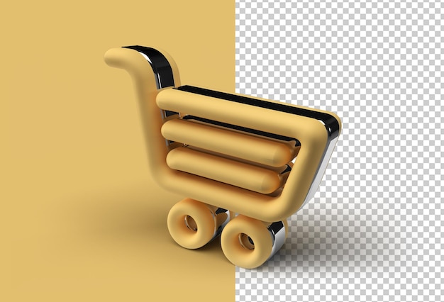 File psd trasparente della penna del carrello della spesa di rendering 3d.