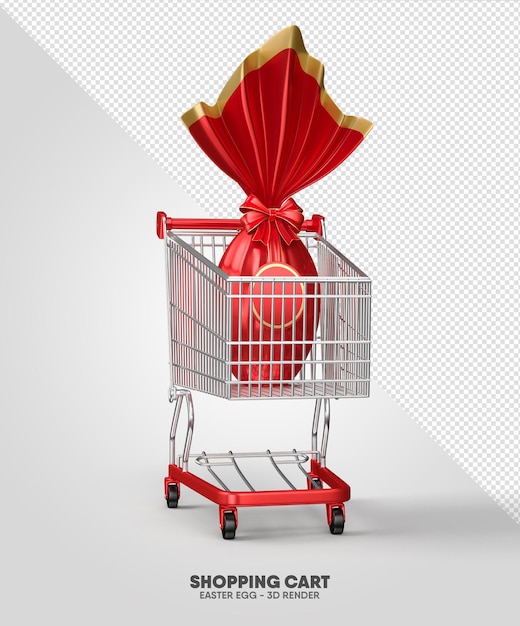 3D Render Shopping Cart with Easter Egg