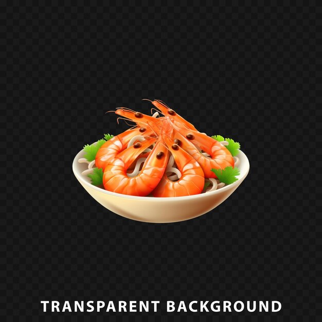 3d render shrimp scampi isolated on transparent background