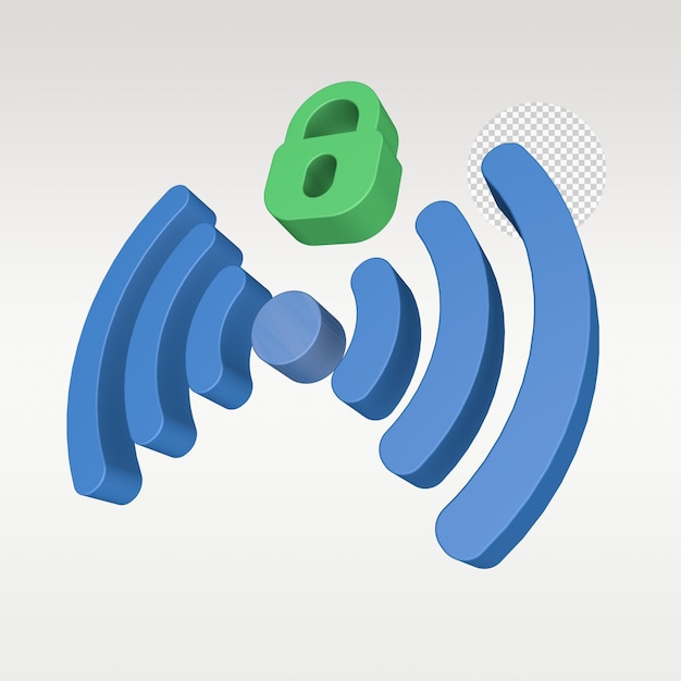 Simbolo dell'icona wi-fi della batteria del segnale di rendering 3d