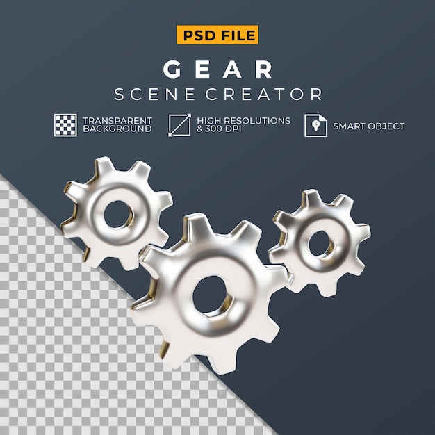 PSD 3d render silver fear scene creator
