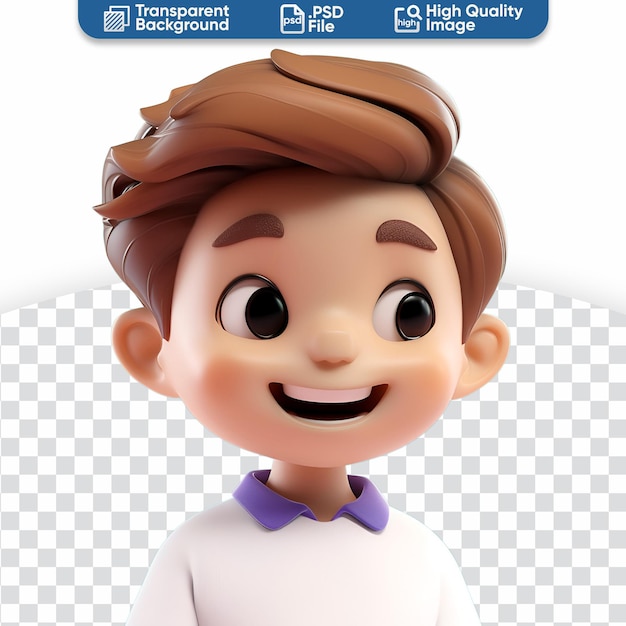 3d render of a simple cartoon illustration cute smiling boy happy children character