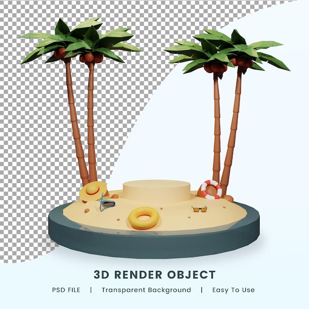 3d render sjabloonontwerp voor zomerdag met een podium premium psd