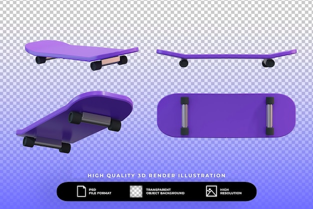 3d rendono l'illustrazione stabilita dello skateboard isolata