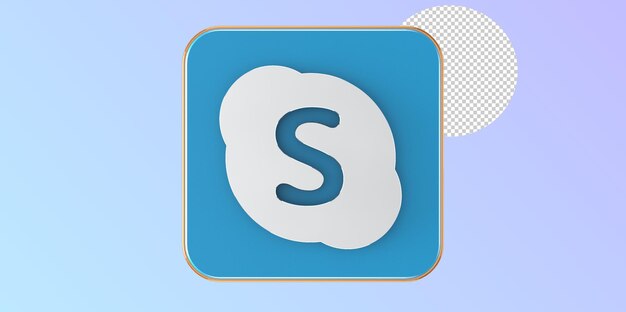 การออกแบบปุ่มโลโก้ Skype แบบ 3 มิติพร้อมพื้นหลังโปร่งใส