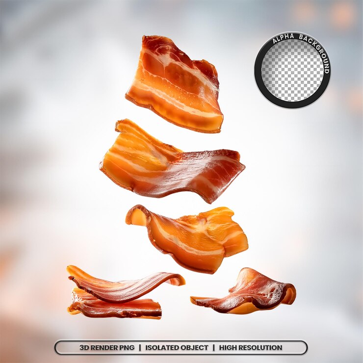 PSD 3d-рендер нарезки бекона кусочки мяса икона элемента psd png
