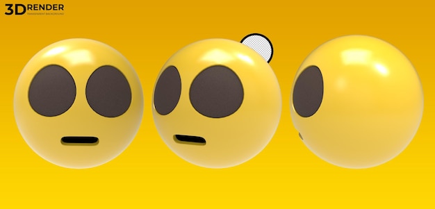 PSD 3d render slightly frowning face emoji on transparent background