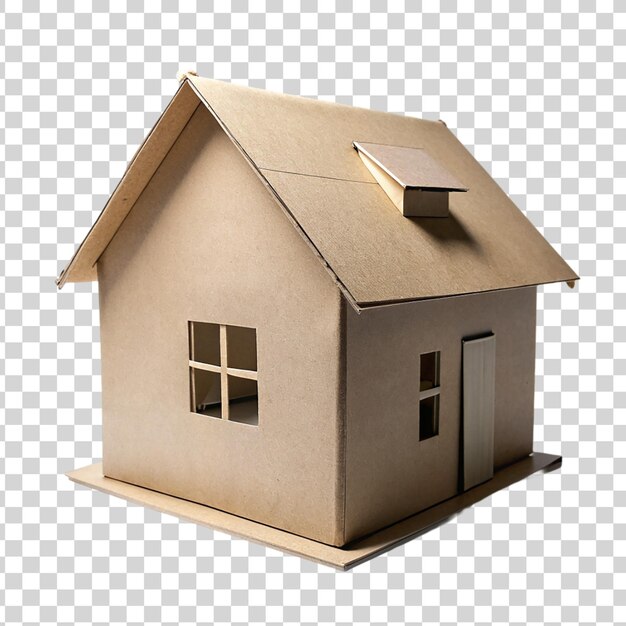 PSD 3d render of small wooden house isolated on transparent background