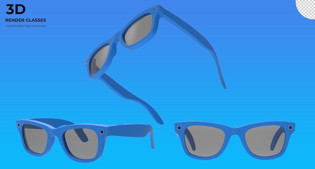 PSD 3d render smart sunglasses on transparent background