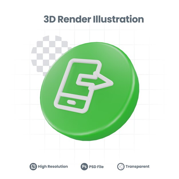 3d render smartphone verzenden aandeel pictogram voor web mobile app social media promotie