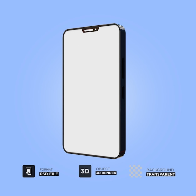 3d render of smartphone with blank screen