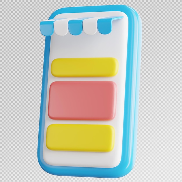 PSD 3d render of smartphone with button isolated