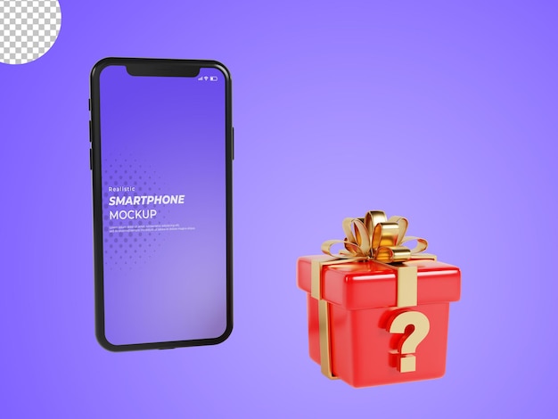 3d render of smartphone with mystery box