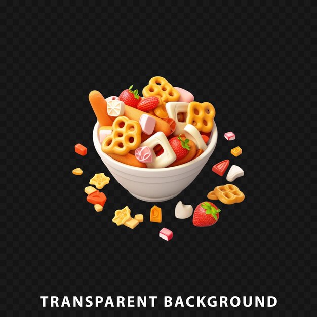 3d render snack mix isolated on transparent background