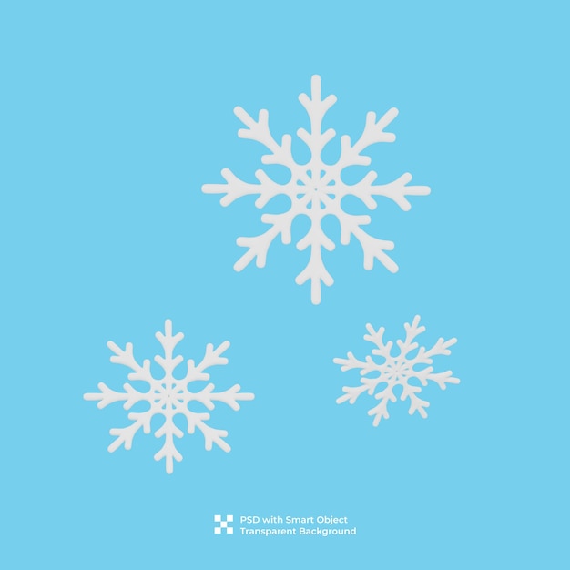 PSD 3d render of snowflakes