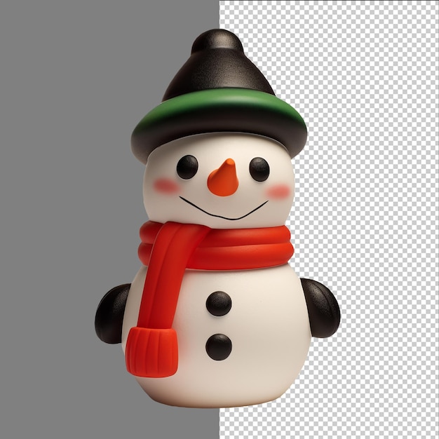 3d render of a snowman isolated on transparent background png psd