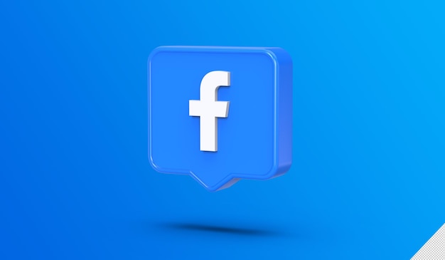 PSD rendering 3d del logo facebook dei social media con design della chat box