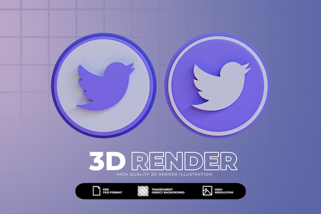 3d render icona twitter social media