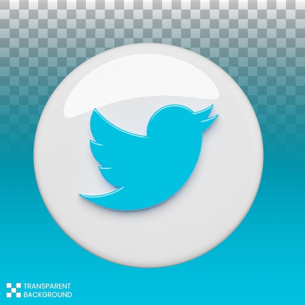 PSD 3d render icona twitter social media