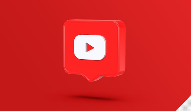 3D render of social media youtube logo with chat box design