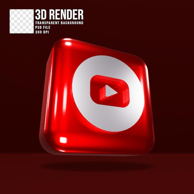 3D render sociale media youtube icoon