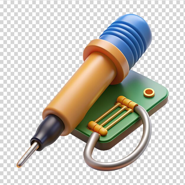 3d render of a soldering iron with solder wire isolated on transparent background