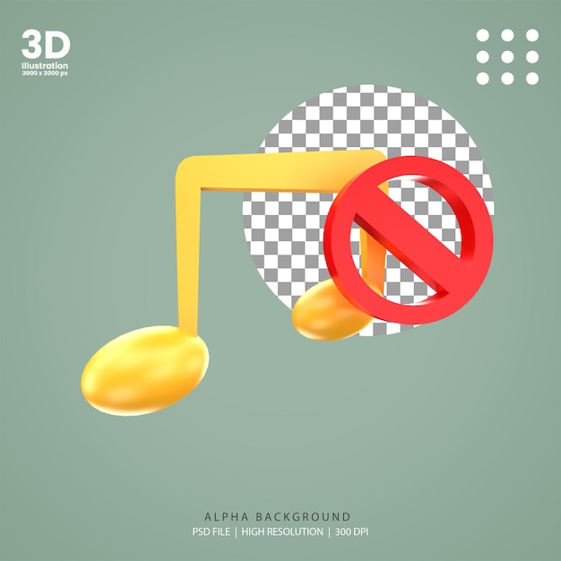 3d render sound muted illustration