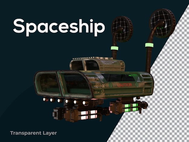 PSD 3d render spaceship high quality photo