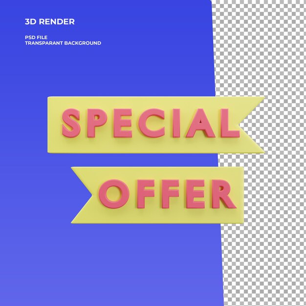 PSD 3d render speciale aanbieding banner ontwerpsjabloon