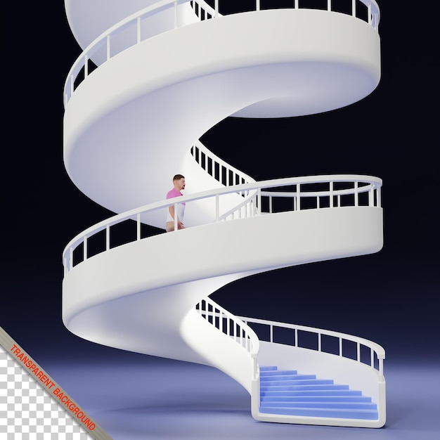 3D レンダリング スパイラル 階段