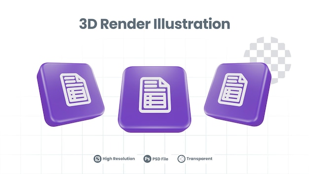 3d render spreadsheet icon for web mobile app social media promotion