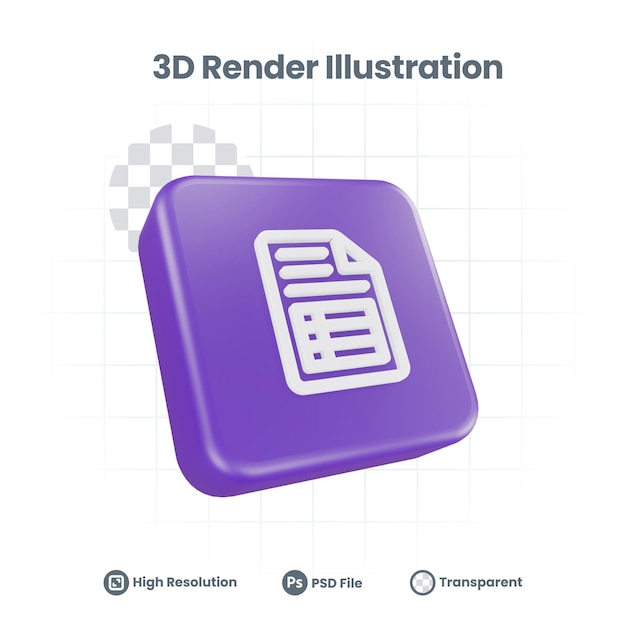 Иконка электронной таблицы 3D Render для продвижения веб-приложений в социальных сетях