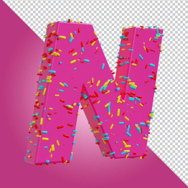 3d render of sprinkles alphabet letter isolated