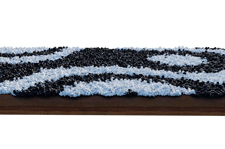 PSD 3d render of square soil land geology cross section with stone garvel pebbles and cobbles stone