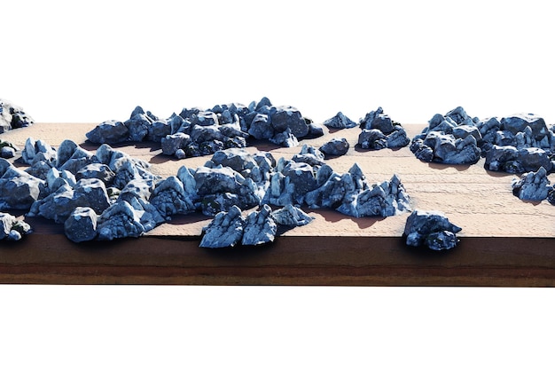 3d render of square soil land geology cross section with stone garvel pebbles and cobbles stone