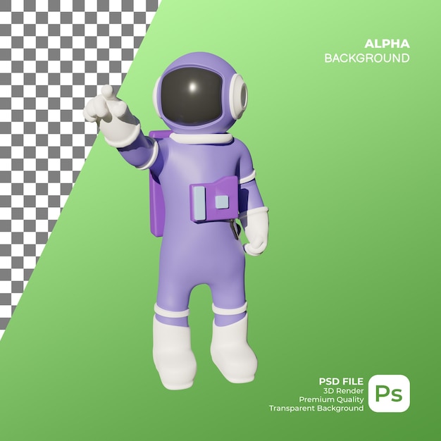 3d render staande paarse astronaut