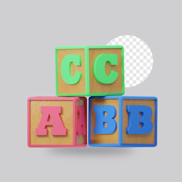 3D Render Stack Alphabet Block