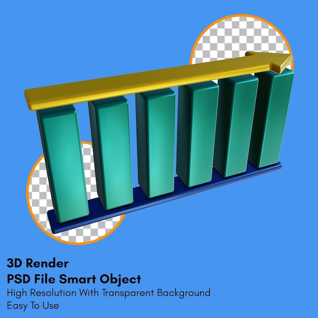 PSD 3d render stagnerende grafiek pictogram met transparante achtergrond