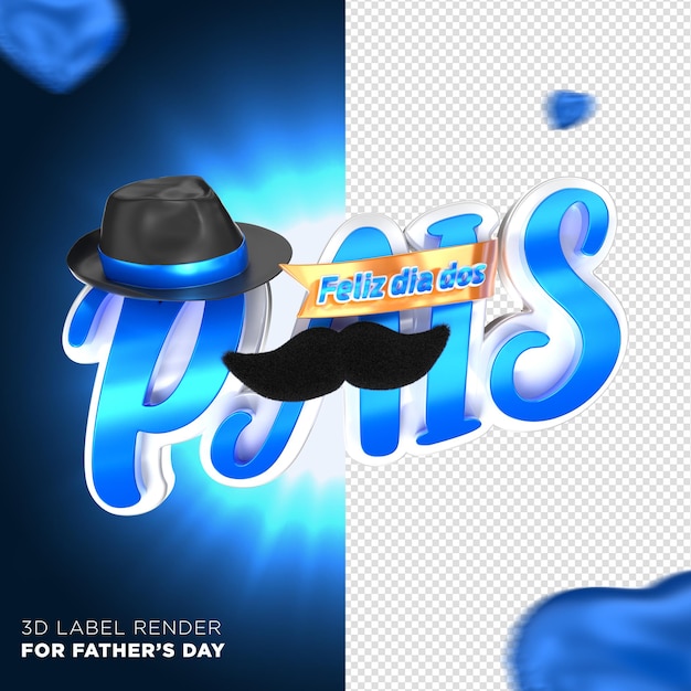 PSD 3d render stamp happy fathers day in brazil