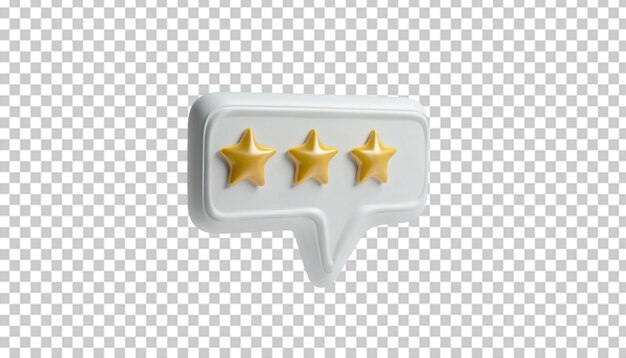 3d render of star rating in speech bubble isolated on transparent background