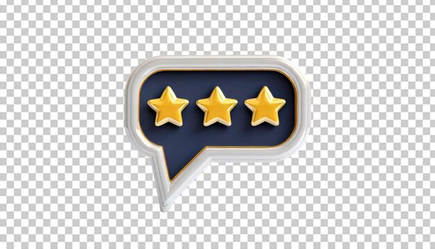 PSD 3d render of star rating in speech bubble isolated on transparent background