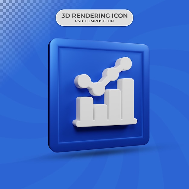 Rendering 3d del disegno dell'icona del grafico delle statistiche