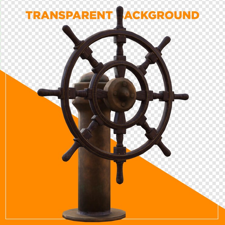 PSD 3d render steering wheel wood with transparent background