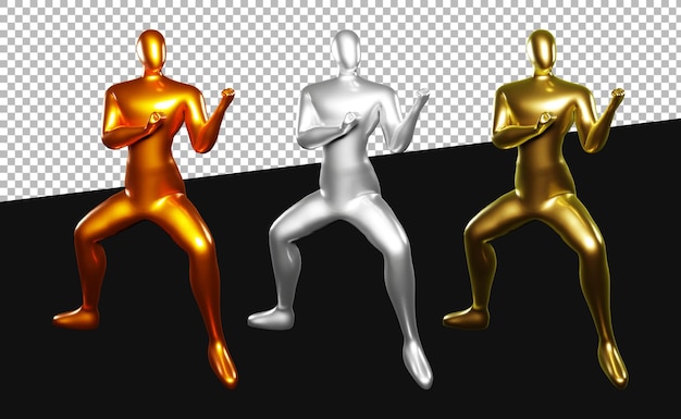 3D Render Stickman Karate Staande Pose Met Hand In De Buurt Van De Schouder