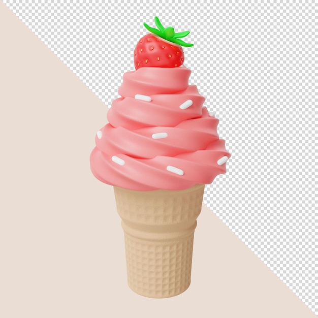 Rendering 3d gelato alla fragola con granelli