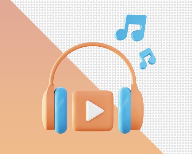 Rendering 3d di icone di illustrazione di musica in streaming per app mobili web ui ux design di annunci sui social media