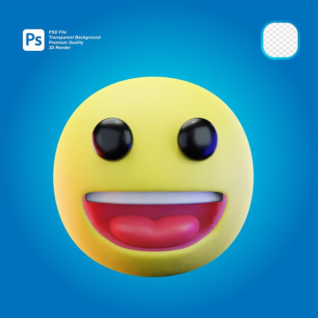 PSD rendering 3d emoji con la lingua fuoriuscita illustrazione 3d