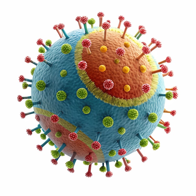 3d render style a microbe icon isolated on a transparent background