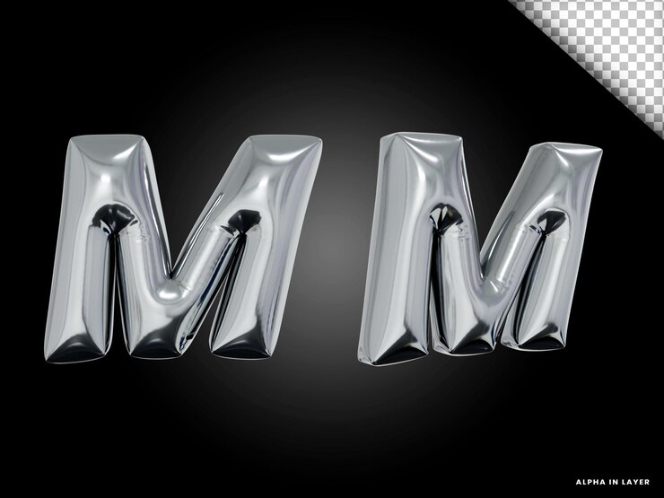 PSD 3d render stylu balonu z różowego złota alfabetu litery m