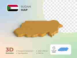 PSD 3d render sudan country map 3d render with transparent background and can change color